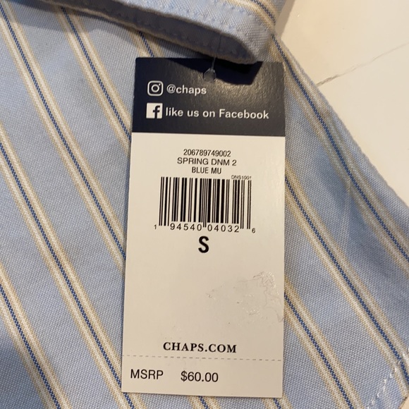 Chaps Small Stripe Button Shirt Long Sleeve New D3 - Picture 5 of 10